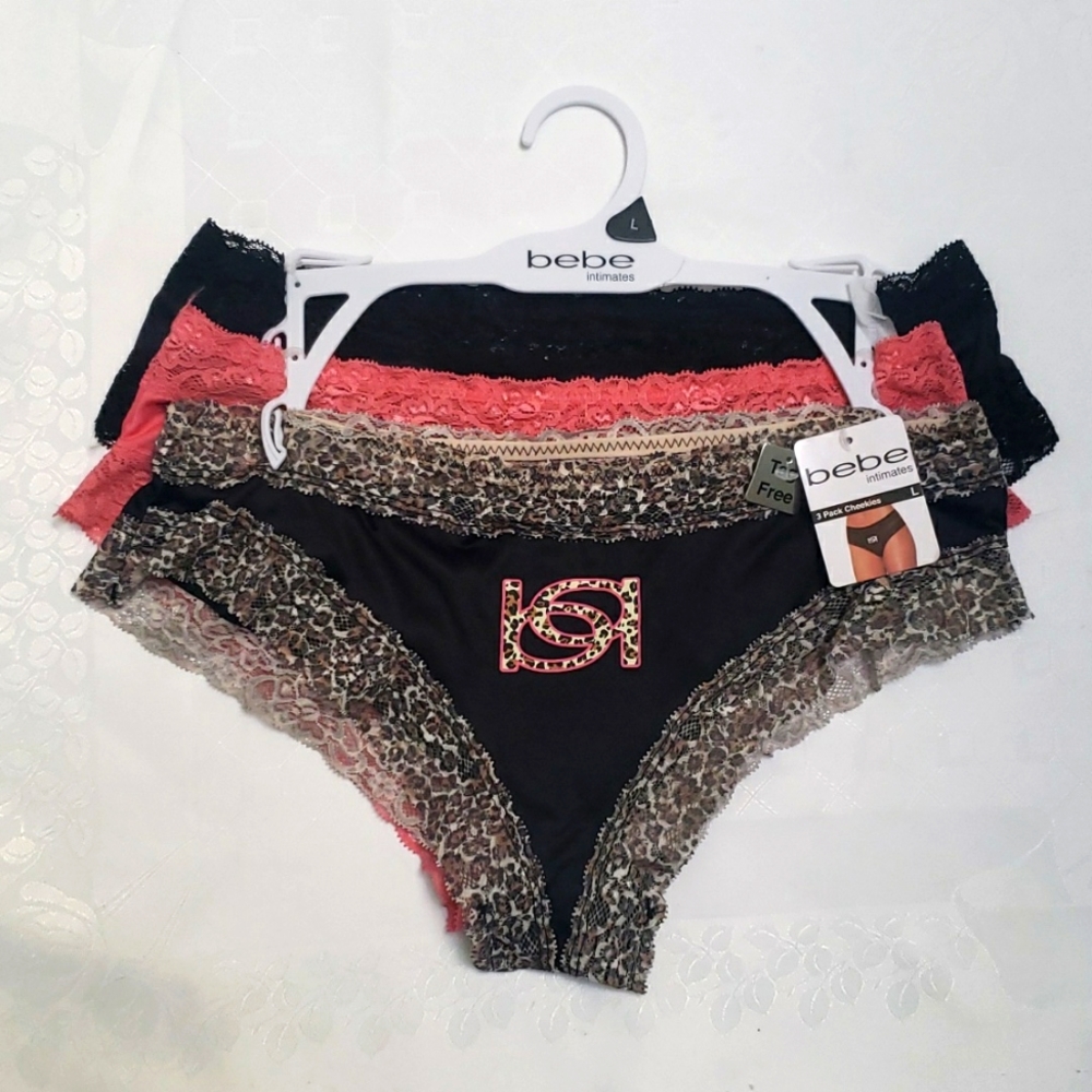 Bebe 3 pack cheekies Lace tag free Size L